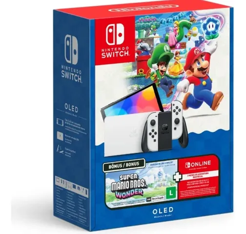 Nintendo Switch Oled Bundle Mario Bros. Wonder+ Nso 3 Meses