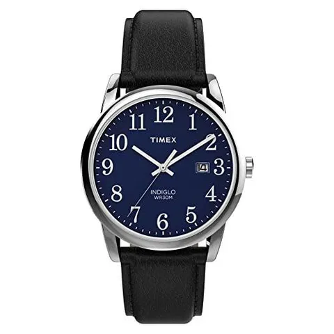 Relógio Masculino Timex Easy Reader Indiglo Preto/Prata - Leather Band