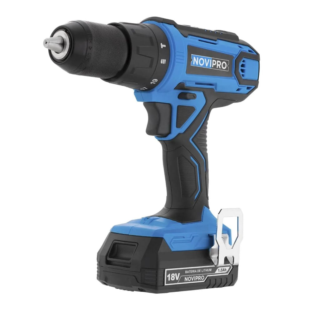 Furadeira e Parafusadeira de Impacto 18V Bivolt com Bateria de Íon-Lítio Novipro Furadeira e Parafusadeira de Impacto 18V Bivolt com Bateria de Ion-Litio Novipro
