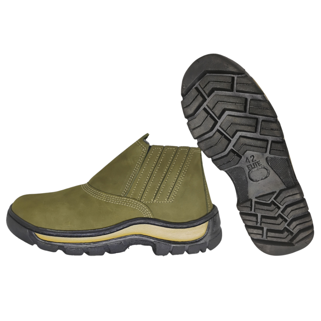 Bota Botina De Segurança Epi Couro Nobuck Macia Confortavel Verde 36 Ao 43