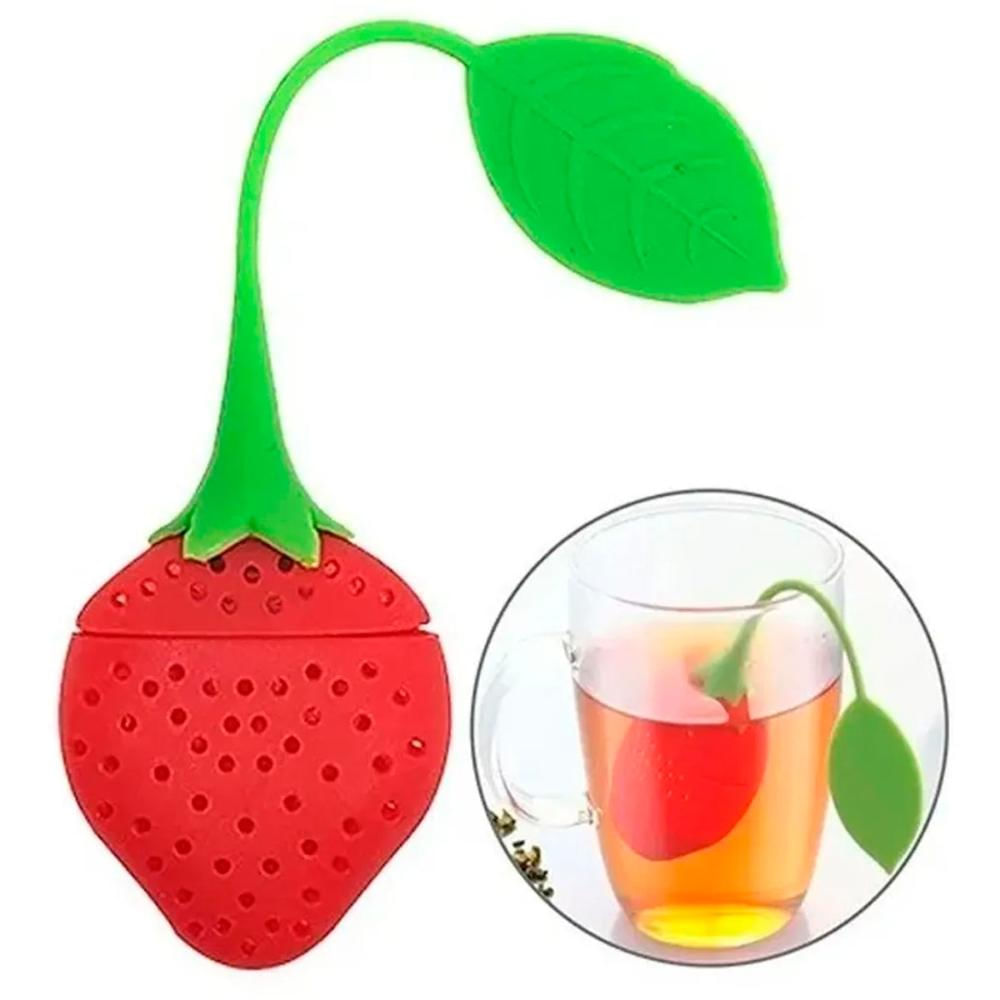 Foto 5 de Infusor de Chá Ervas Silicone Lavável Prático Morango Prana