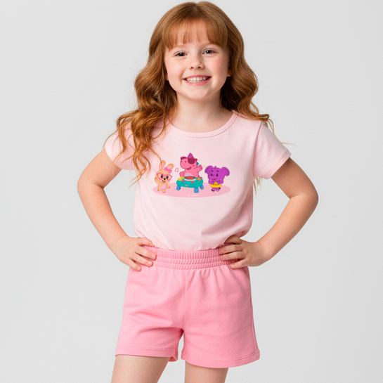 Conjunto Camiseta + Bermuda Melhores Amigas - All the Colors - TurmaTube