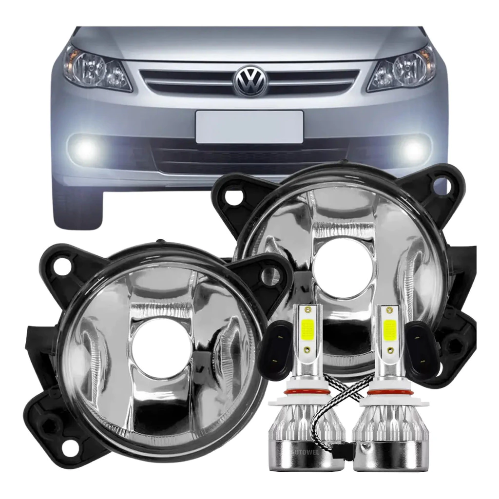Par Farol Milha Gol G5 Polo 2007 Até 2012 + Lâmpadas Led