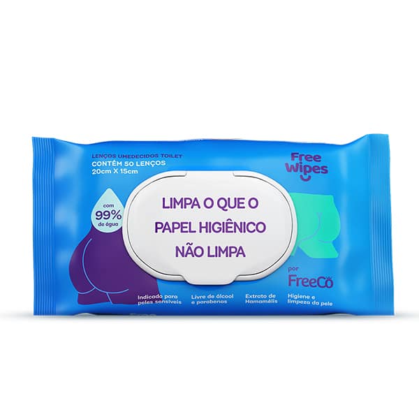 Lenço umedecido toilet FreeWipes, FREEW09, FreeCô - PT 1 UN