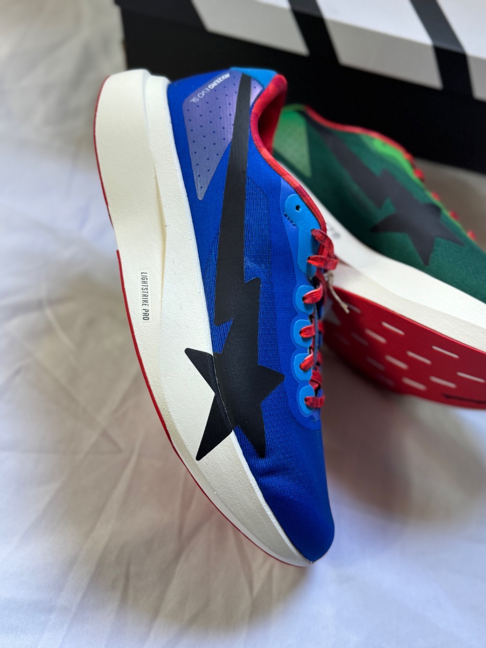 BAPE x adidas Adizero EVO SL Power Blue Collegiate Green Off White — 39, Novo