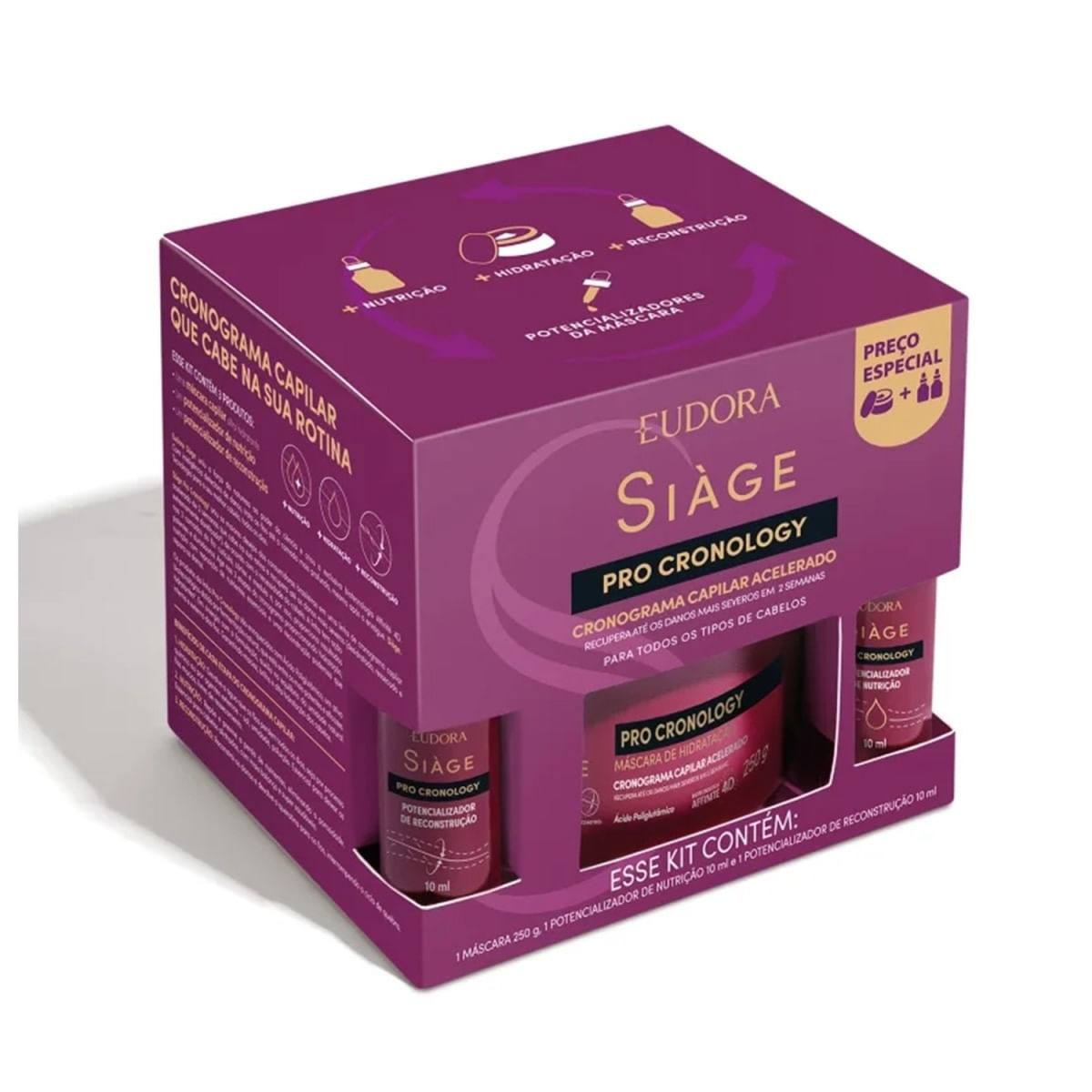 Eudora Siàge Kit Pro Cronology Cronograma Capilar Acelerado 250g (7891033557646)
