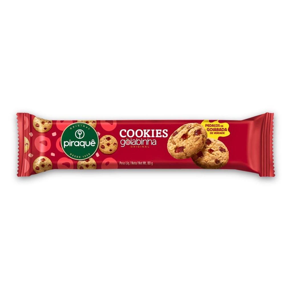 Foto 2 de Kit 4un Biscoito Cookie 80G Piraquê Original Goiabinha