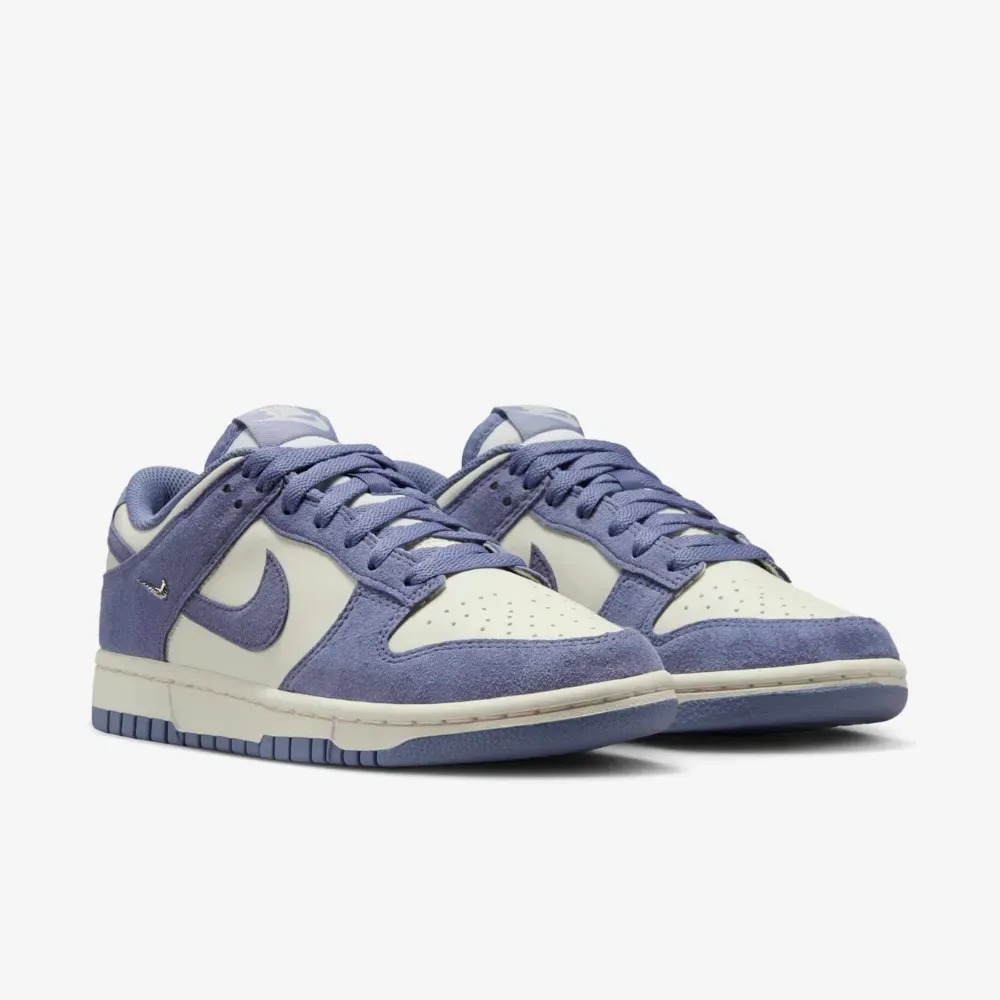 Nike Dunk Low Sail Metallic Silver World Indigo — 35, Novo