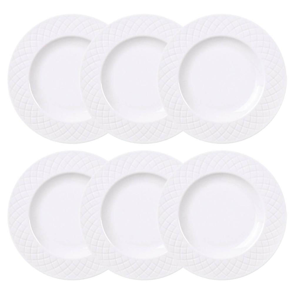 Jogo 6 Pratos para Sobremesa Porcelana Branca 21cm Tramontina Mesa Posta Sobremesa Doces Ingrid
