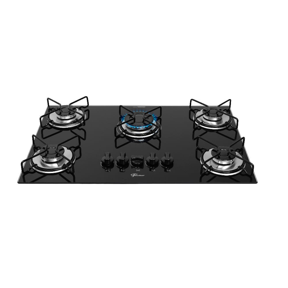 Cooktop a Gás Fischer 5 Bocas Fit Line Preto – Bivolt