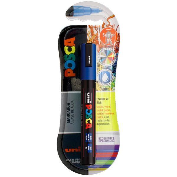 Pincel Marcador Posca, Azul, Ponta Média 2,5mm / 6,8mm, PC-5M/1, Uniball - BT 1 UN