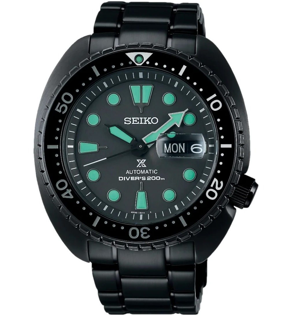 Relógio Seiko Prospex King Turtle Black Night Vision 45 mm — Único, Novo