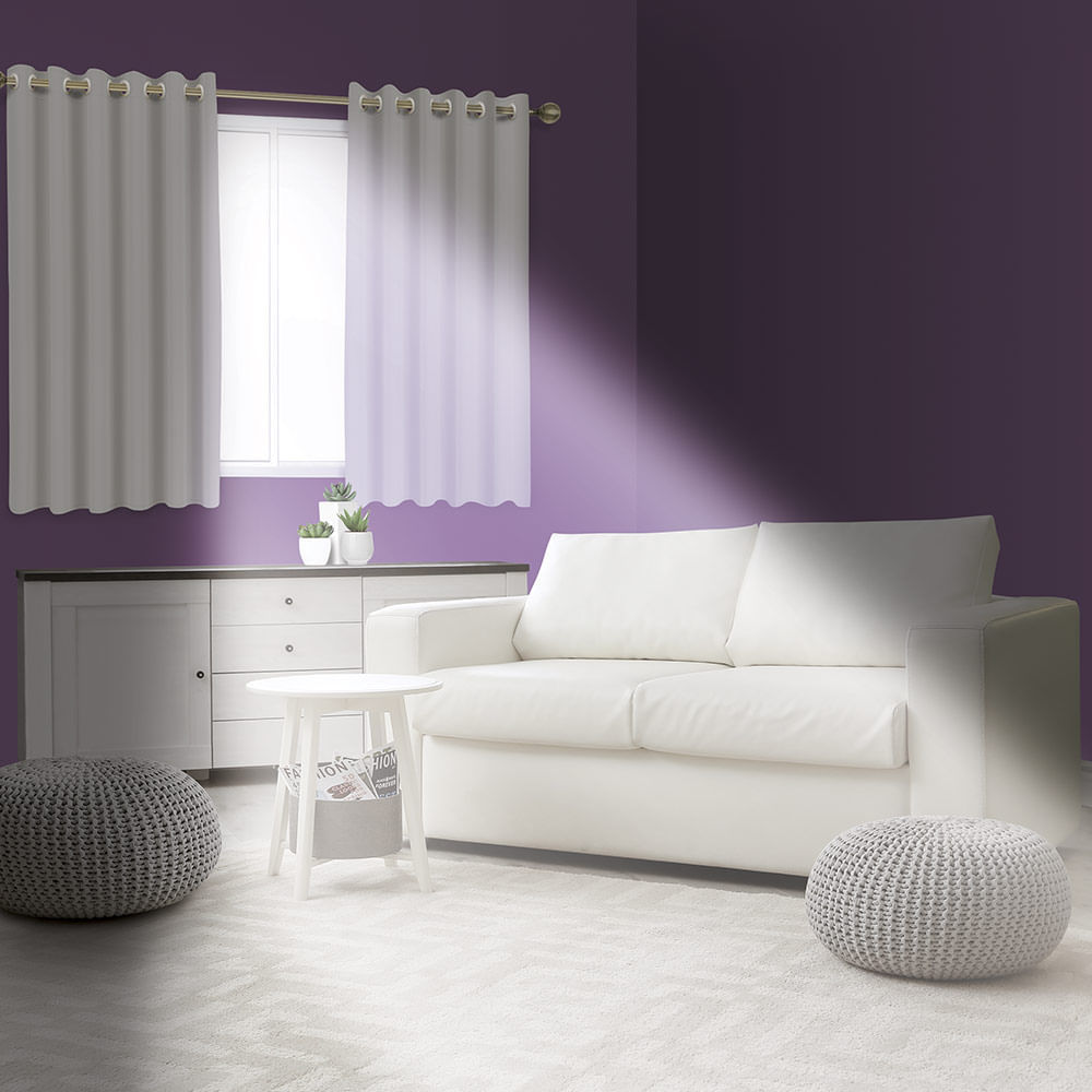 Cortina Blackout PlastLeo 1,40x1,40m Cinza com Ilhós Pvc