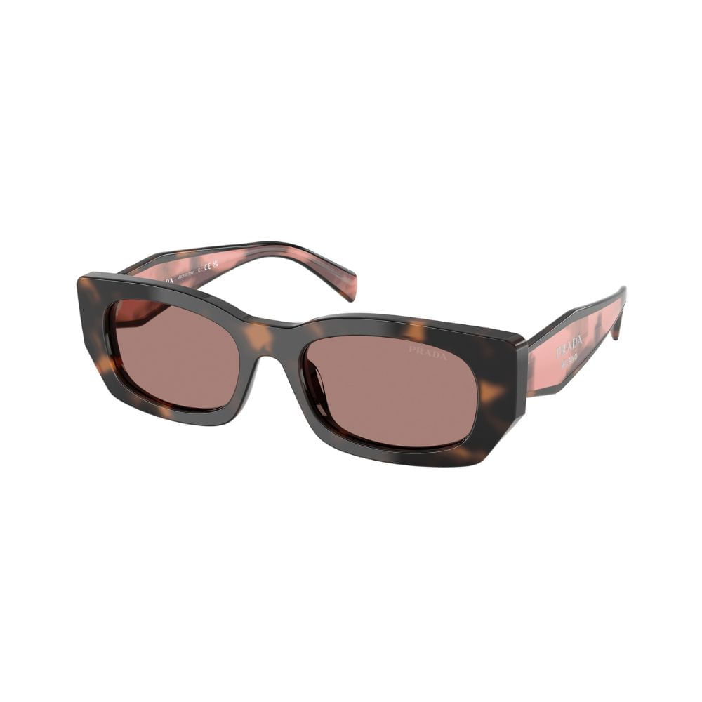Óculos de Sol Feminino Prada Retangular PR B05S Cor Tartaruga Malva