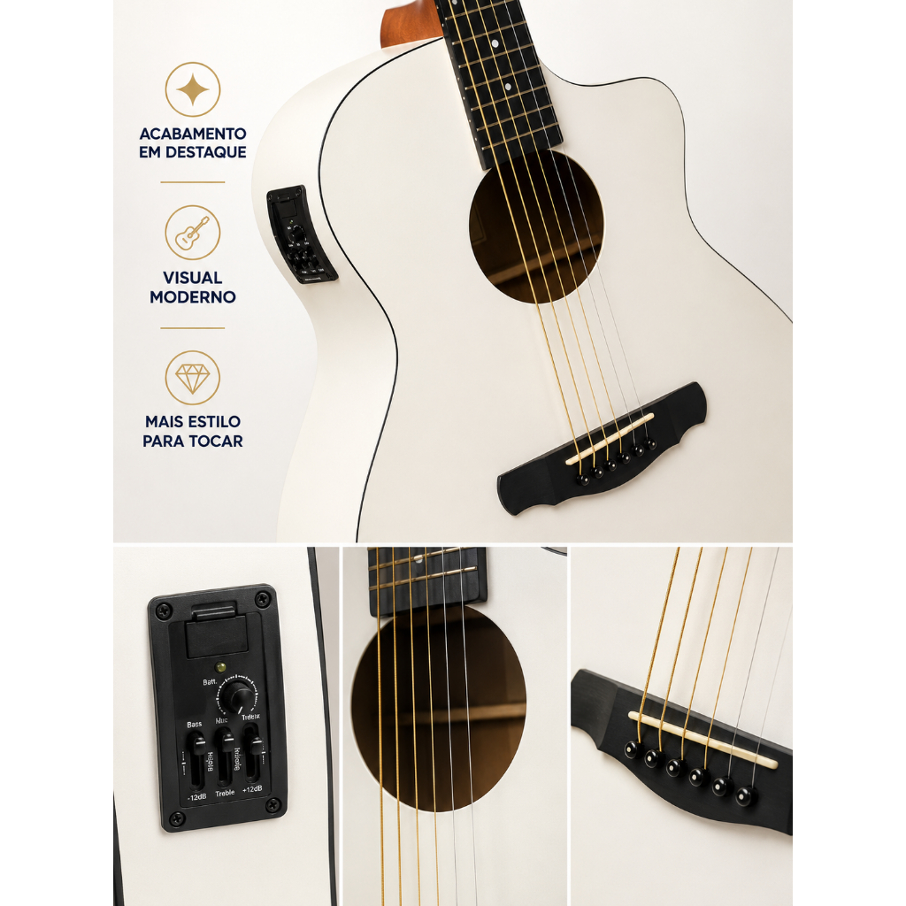 Foto 2 de Violão Aço Eletroacústico Giannini Acoustik Gjm Com Bag - Sa