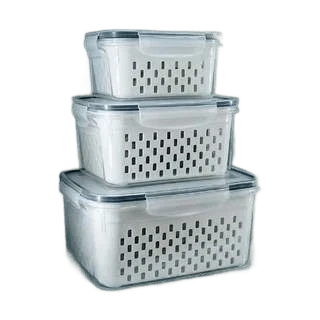 Kit 3 Potes Herméticos Organizador De Geladeira E Cozinha Com Tampa