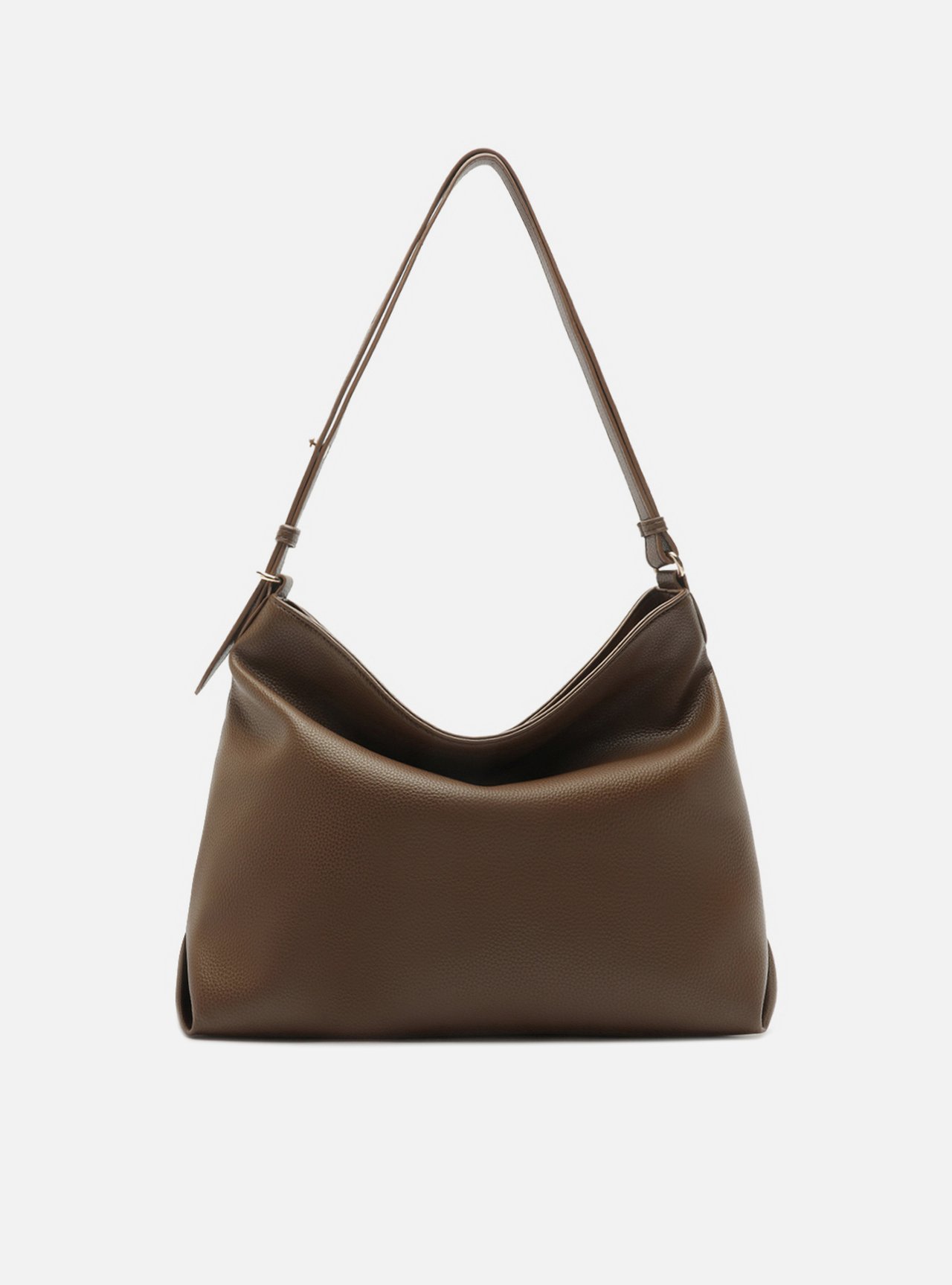 Foto 3 de Bolsa Hobo Marrom Média Granulada Metais