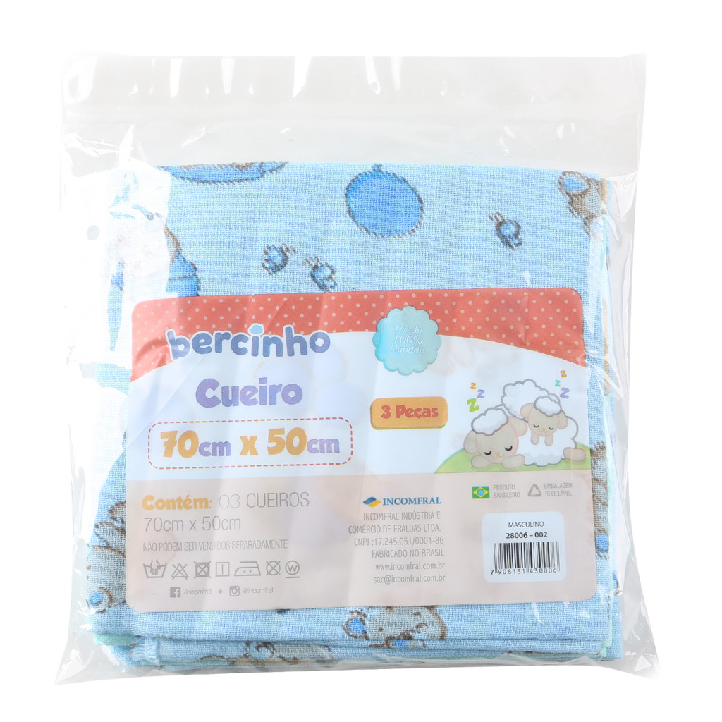 Foto 2 de Kit Cueiro Incomfral Bercinho Estampado - 03 Peças 70cmX50cm