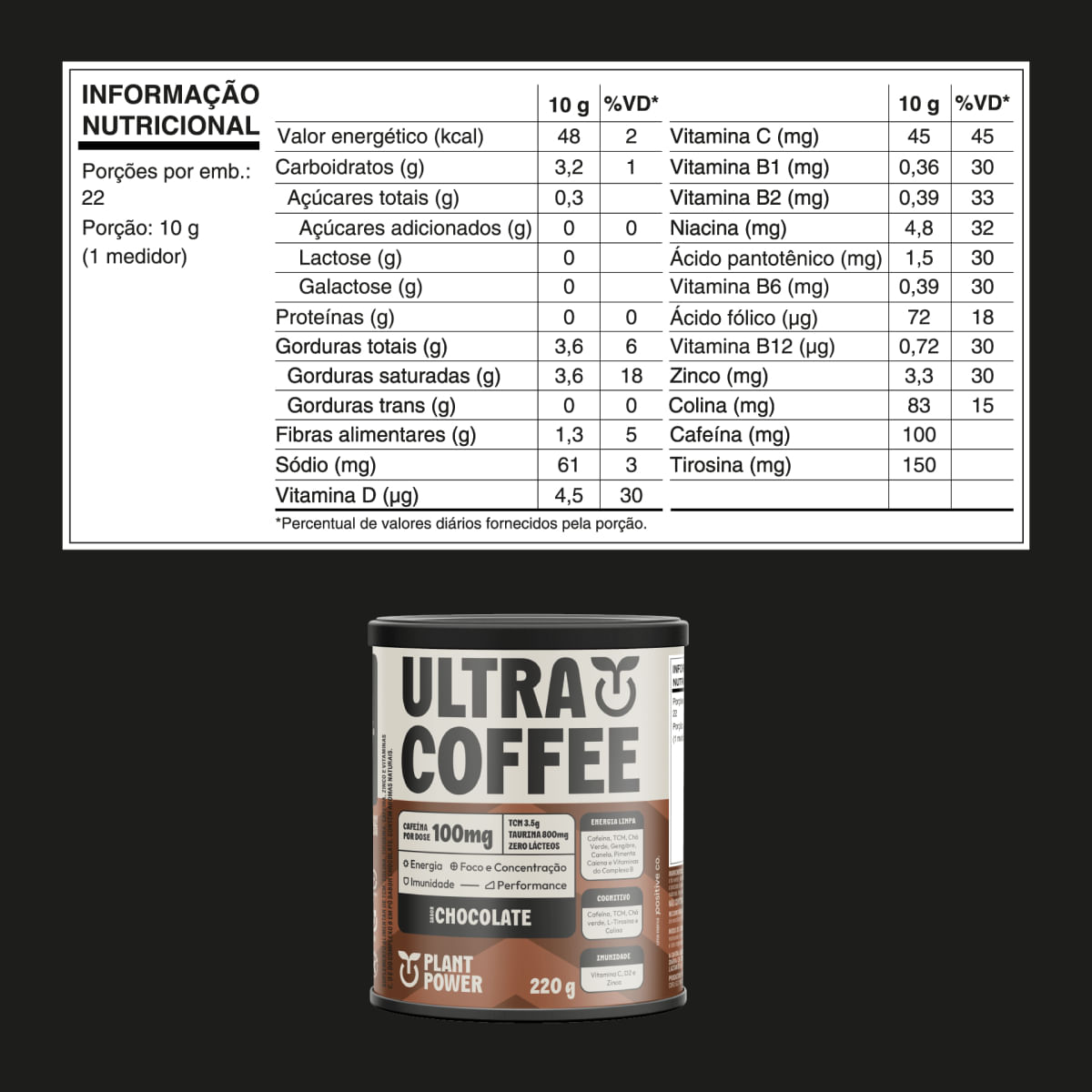 Foto 4 de Ultracoffee Chocolate 220g - Plant Power