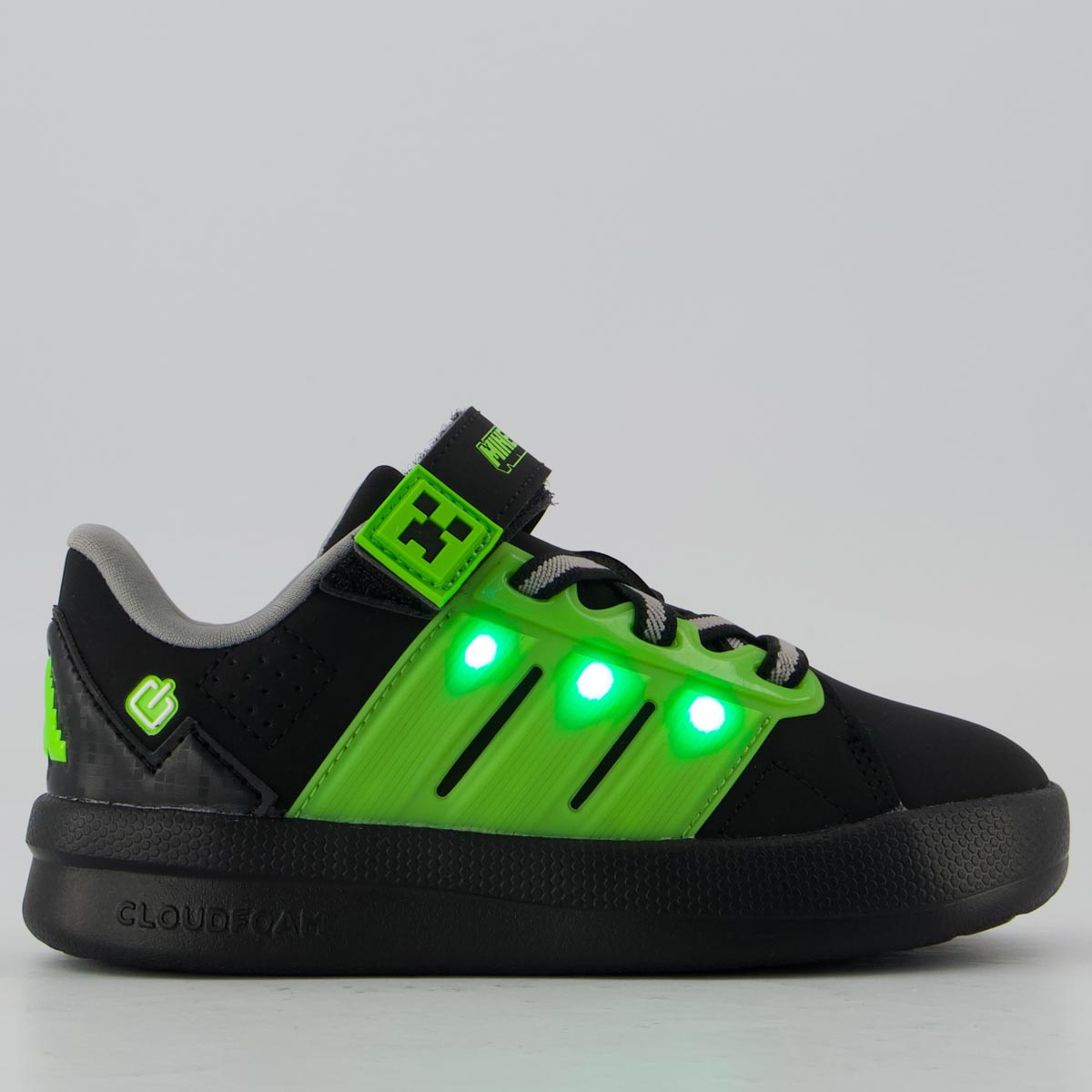 Tênis Adidas Minecraft Lightorama EL Infantil Preto e Verde