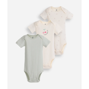Kit de 3 bodies infantis de algodão estampado colorido
