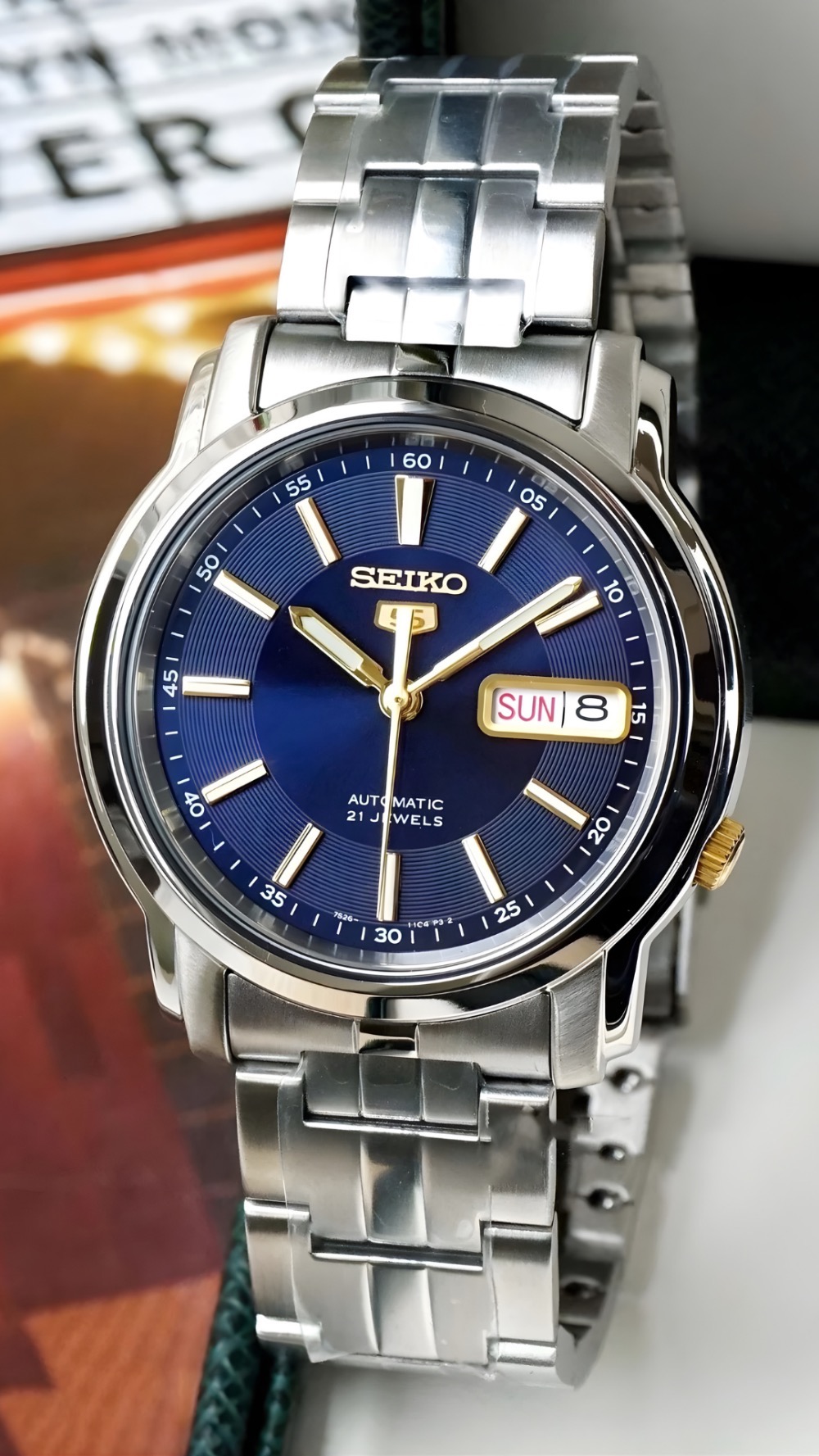 Relógio Seiko 5 Automatic Silver Blue 37 mm — Único, Novo