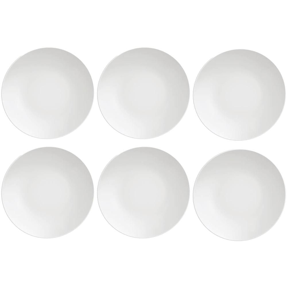 Conjunto 6 Pratos de Porcelana Sobremesa Tramontina Leonora 19cm Brancos Raso Leve Cupê
