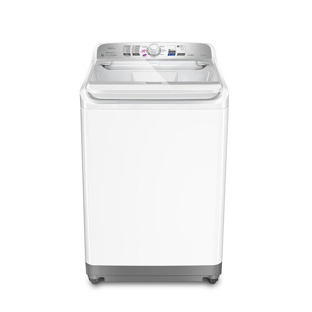Lavadora de Roupas Panasonic 15Kg Branca com 08 Programas de Lavagem e Smart Sense - NA-F150B1W