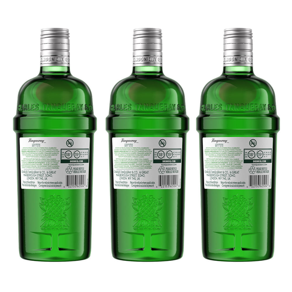 Foto 2 de COMBO GIN TANQUERAY LONDON DRY - 3 UNIDADES