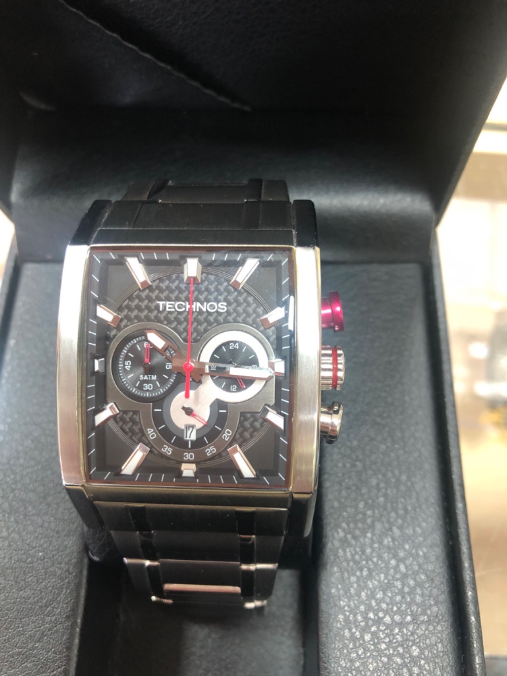 Relógio Technos Cronógrafo Carbon Prata 40 mm — Único, Novo