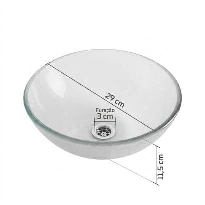 Cuba Pia De Apoio Sobrepor Vidro Redonda 30 Cm Transparente Banheiro Lavabo Beltempo Bt-4030 Texturizado