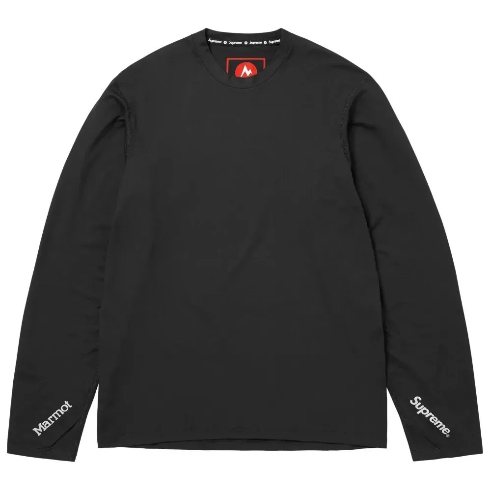 Marmot x Supreme Camiseta Base Layer Long Sleeve Black FW25-W18 — P / M / G / XG / XXG, Novo