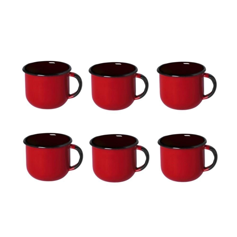Jogo De Xícara De Cafezinho 6 Pçs Esmaltada 120Ml Ewel