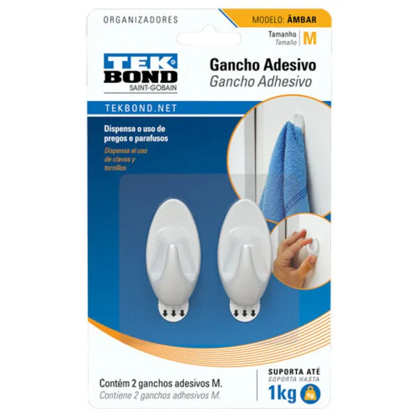GANCHO AMBAR DE PLAST BRANCO M TEKBOND