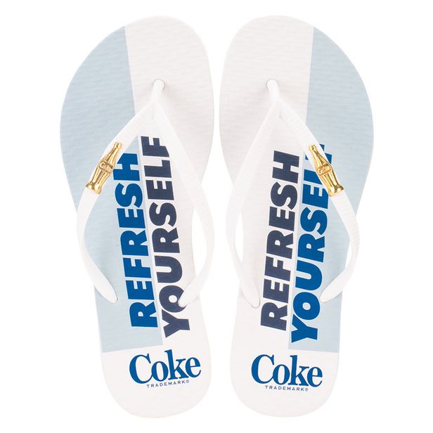 Chinelo Feminino Coke Japan Style Coca Cola CC3984 BRANCO/AZUL 33/34