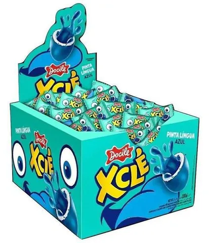 Chiclete Xclé Pinta Língua Azul Tutti-Frutti