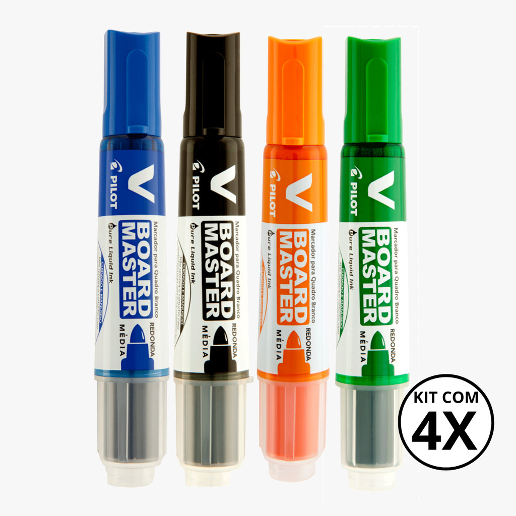 Kit com 4 Marcadores Para Quadro Branco V Board Master - PILOT