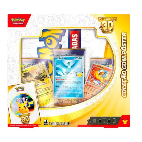 Poster Pokémon 30 Anos com 21 Cartas