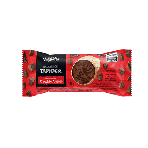 Biscoito Tapioca Chocolate Zero Açúcar Naturatta 15 g - Vegano