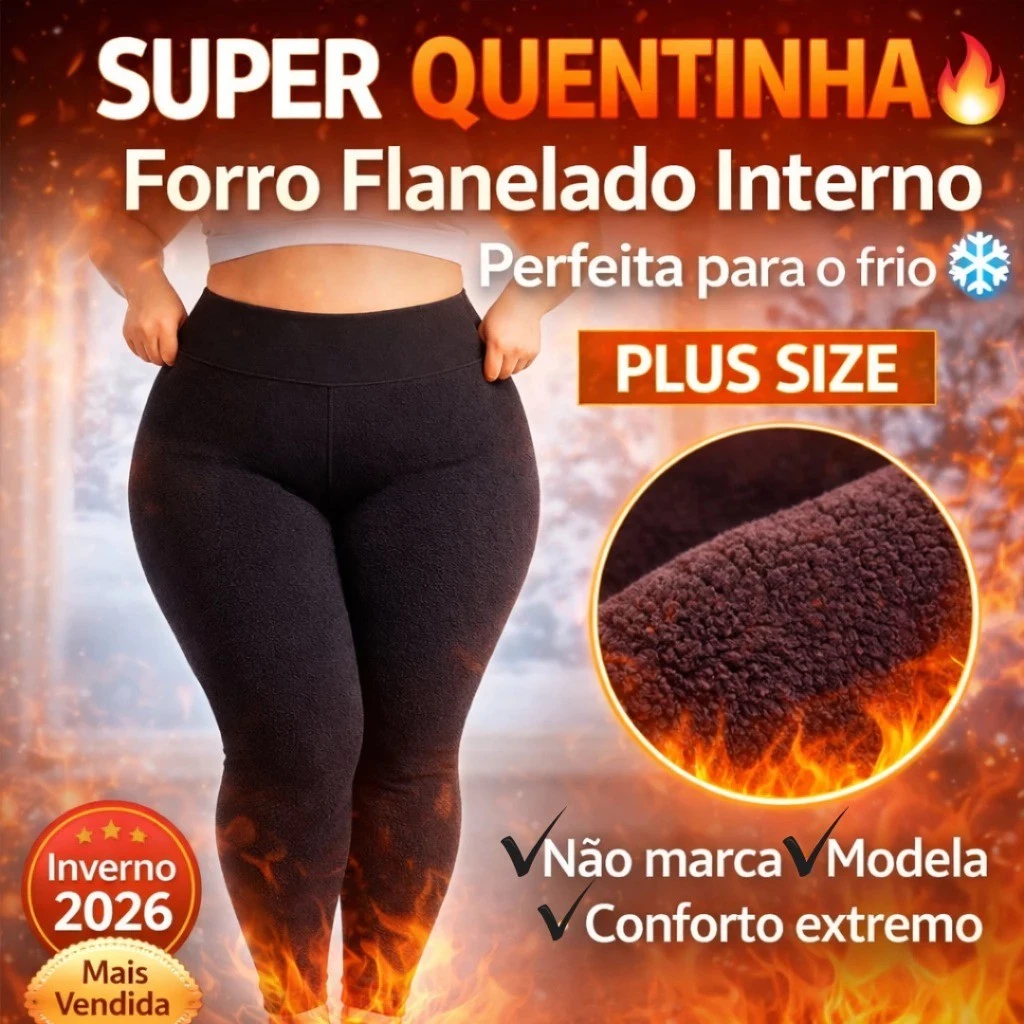Meia-Calça Legging Térmica PLUS SIZE Peluciada Grossa Cintura Alta Modeladora Inverno Confortavel
