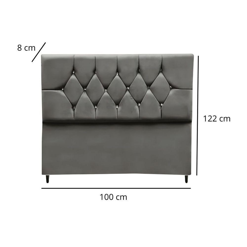 Foto 2 de Cabeceira Estofada Cama Box Solteirão 100 Cm Suede Nina Cor:cinza