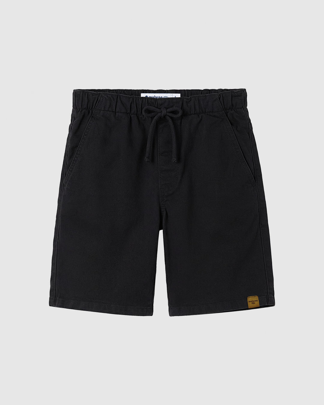 Bermuda Infantil Menino Cadarço Frontal Em Sarja Com Elastano Malwee Kids — Preto - 1