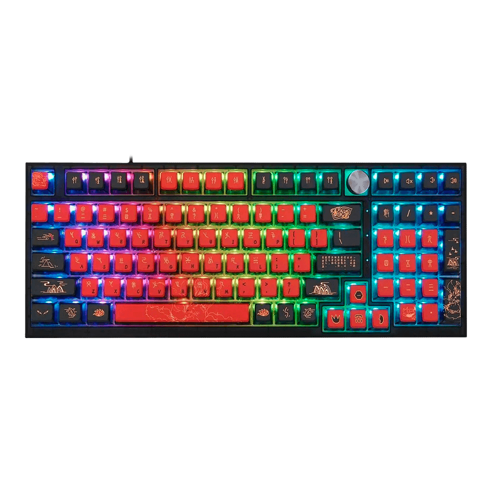 Teclado Gamer Mecânico Skyloong GK980 Jiuwei, Switch KTT Silver, 3 Modos, RGB, Hot Swap, 4000mah, Preto