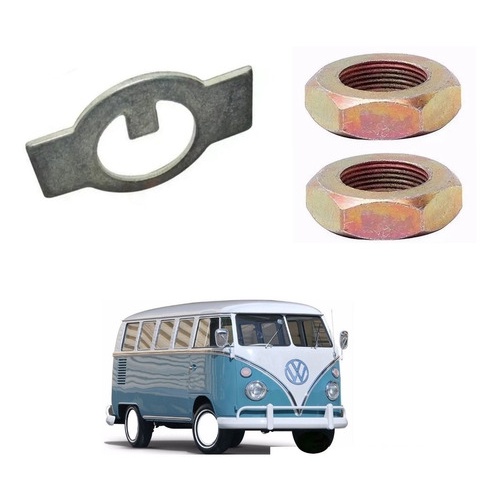 Kit Trava E Porca Manga Eixo Roda Dianteira Kombi Ate 1974