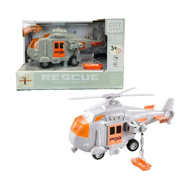 Helicóptero de Resgate Cinza com Fricção Luz e Som - Brink Center