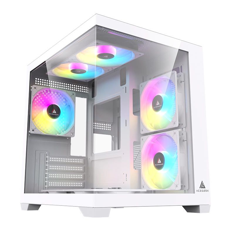 Gabinete Gamer Acegeek Neptune, Mid-Tower, Lateral de Vidro, Branco, AG-NEPTUNE-WH