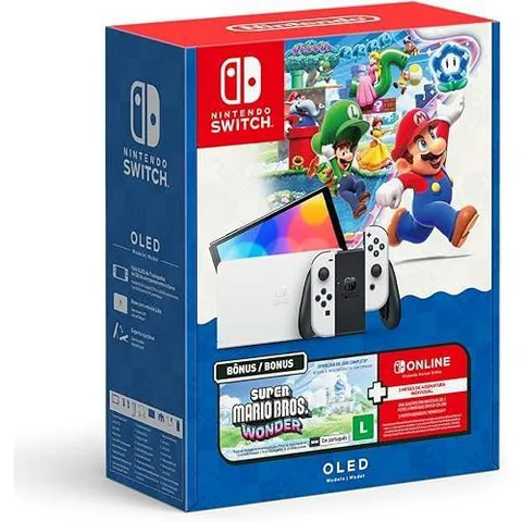 Console Nintendo Switch Oled + Jogo Super Mario Bros Wonder + 3 Meses NS Online