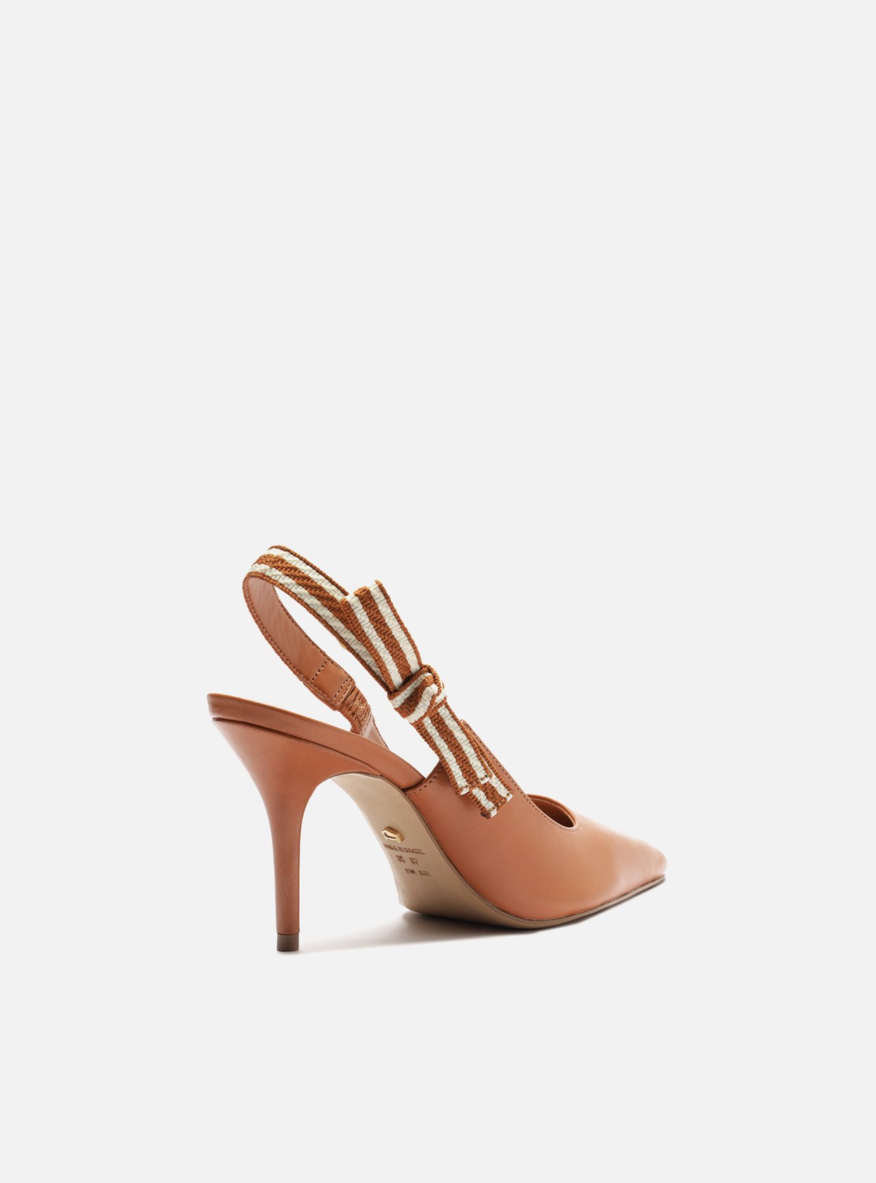 Foto 3 de Scarpin Marrom Couro Salto Médio Slingback Laço