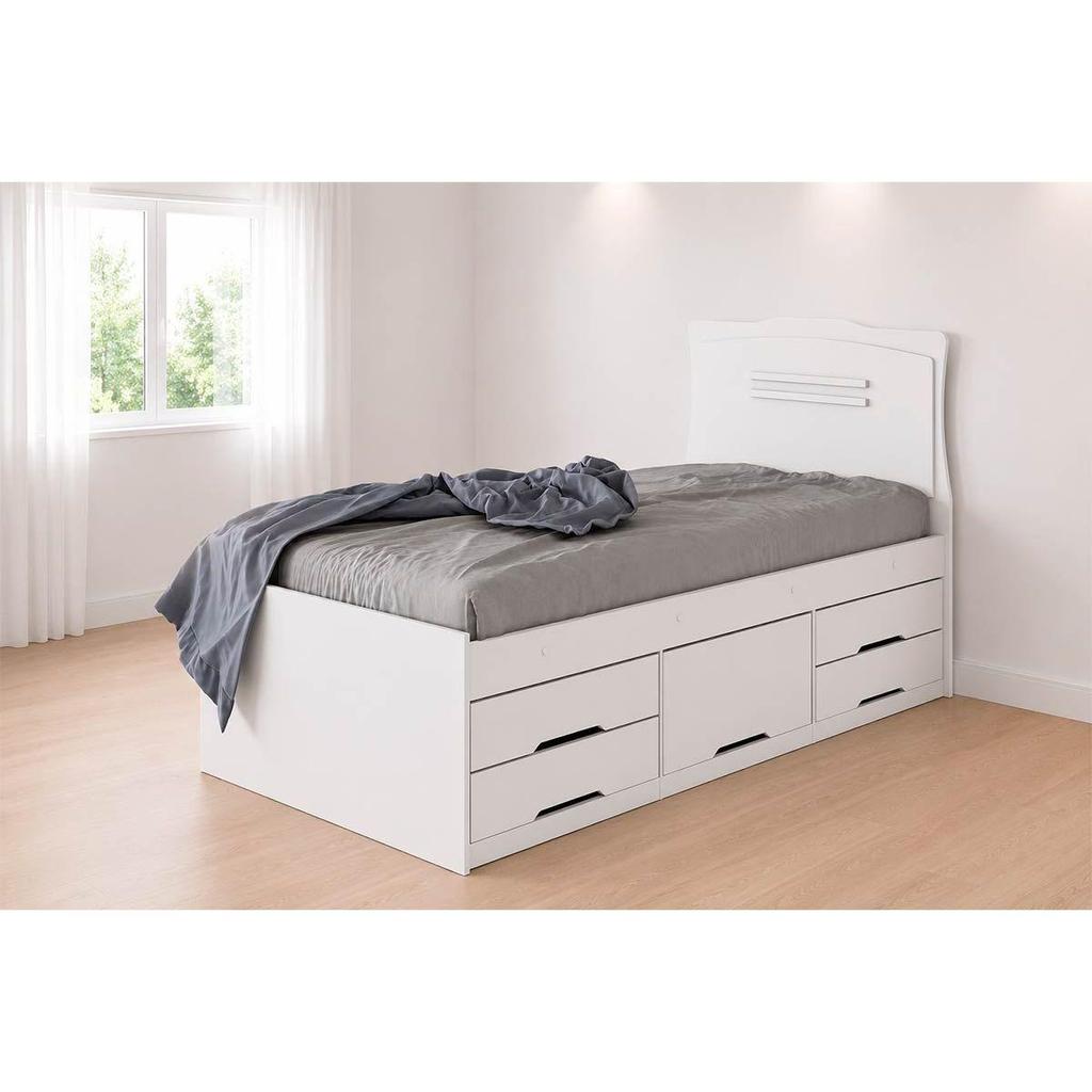 Cama Solteiro Multifuncional Júlia c/ 5 Gavetas Branco - Conquista