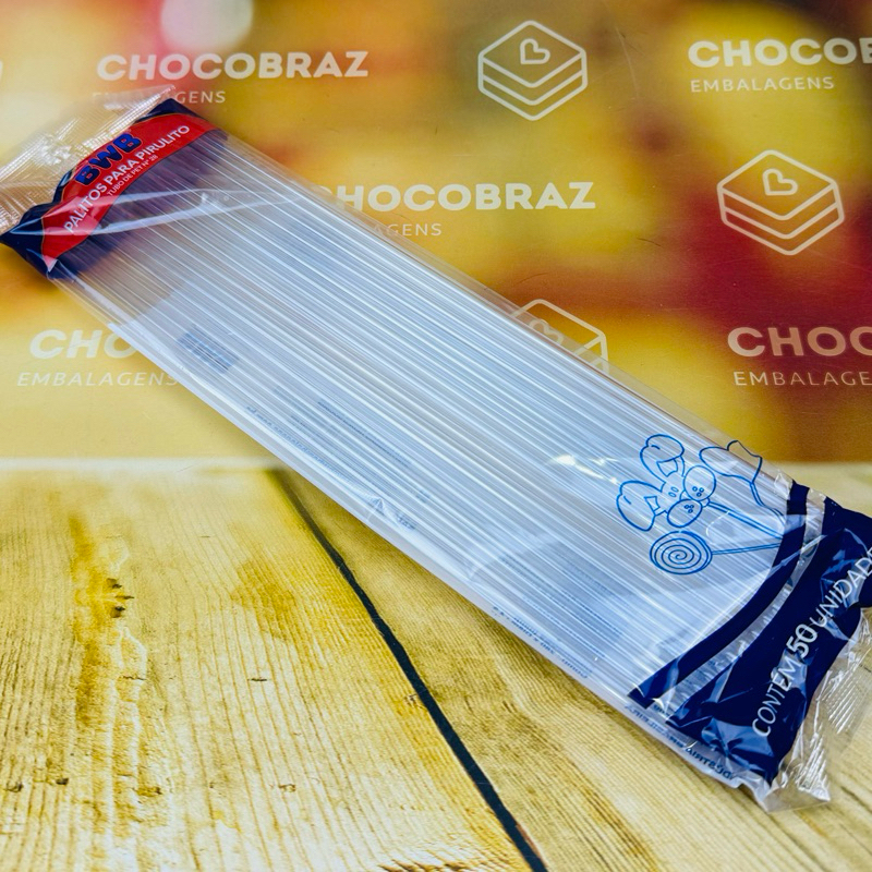 1000 Palito Transparente Para Topper De bolo e para Pirulito 28cm BWB - (CHOCO)